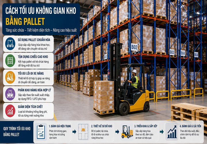 Cách tối ưu không gian kho bằng pallet