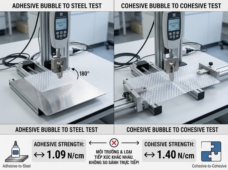 So sánh adhesive bubble và cohesive bubble trong đóng gói