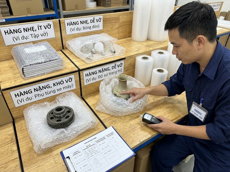 Chọn màng xốp hơi theo trọng lượng và độ dễ vỡ