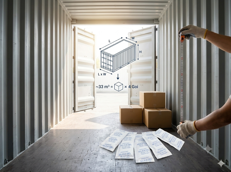 Cách tính số lượng gói hút ẩm container theo kích thước và loại hàng