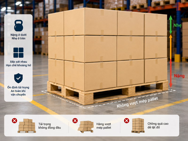 Hướng dẫn xếp hàng lên pallet đúng kỹ thuật