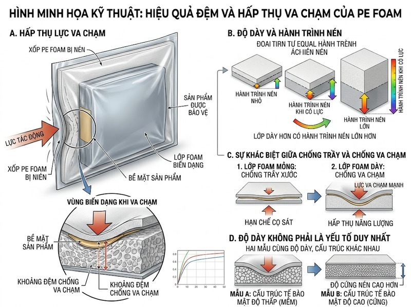 Chọn độ dày túi PE Foam theo yêu cầu bảo vệ