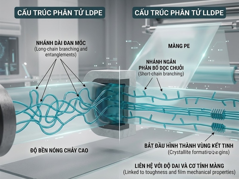 So sánh LDPE và LLDPE trong sản xuất màng PE