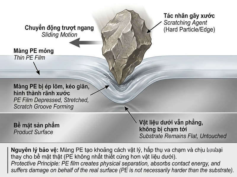 Màng bảo vệ PE chống trầy xước bề mặt như thế nào?