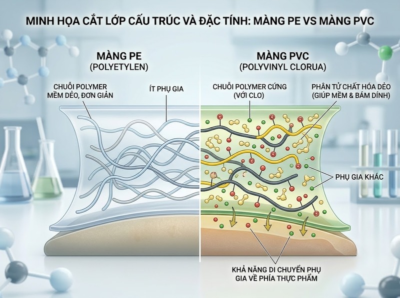 So sánh màng bọc thực phẩm PE và PVC