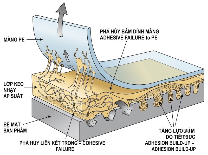 Nguyên nhân màng PE bảo vệ để lại keo trên bề mặt