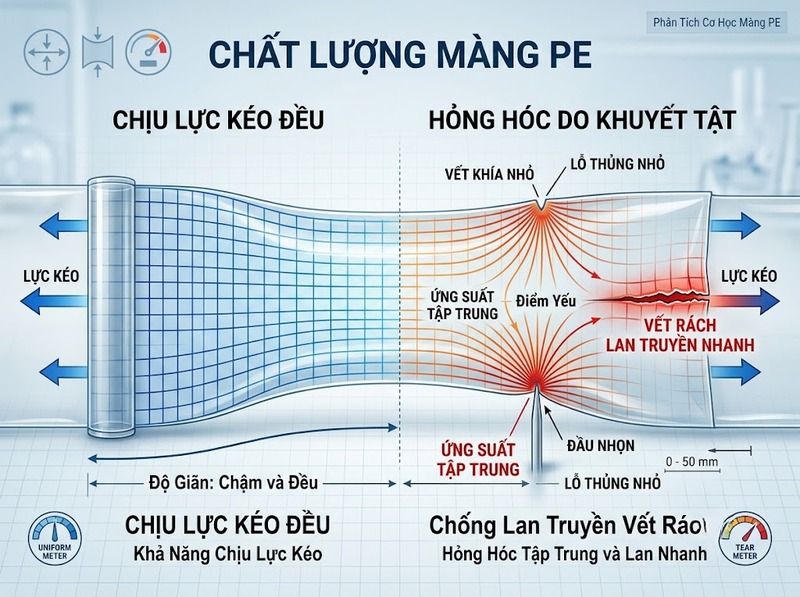 Nguyên nhân màng PE bị rách hoặc đứt khi quấn hàng