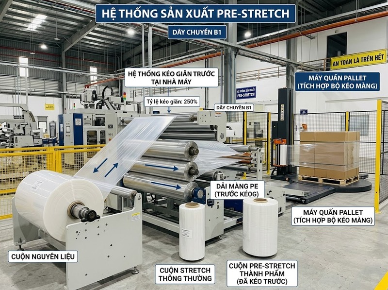 Màng PE pre-stretch là gì và khác màng thường ra sao?