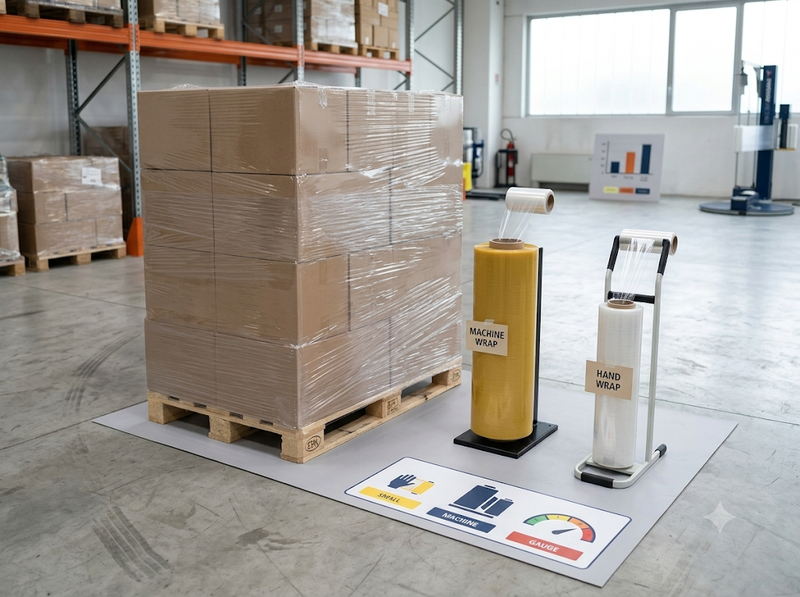 So sánh màng PE quấn pallet bằng tay và bằng máy trên thị trường