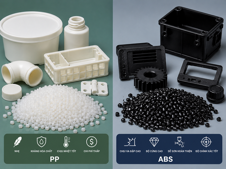 So sánh nhựa PP và ABS trong sản xuất công nghiệp