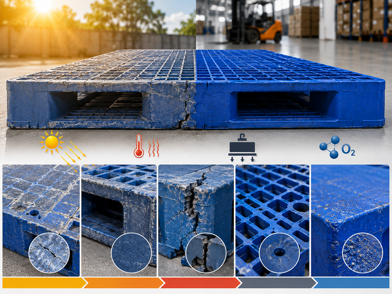 Nguyên nhân pallet nhựa bị lão hóa và trở nên giòn
