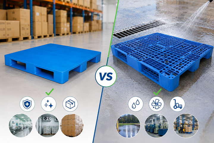 Pallet nhựa mặt kín hay mặt hở phù hợp từng nhu cầu