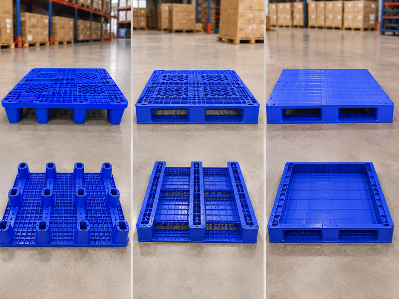 Các kiểu kết cấu đáy pallet nhựa và ứng dụng thực tế