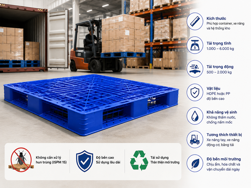 Các tiêu chuẩn pallet nhựa cần đáp ứng khi xuất khẩu quốc tế