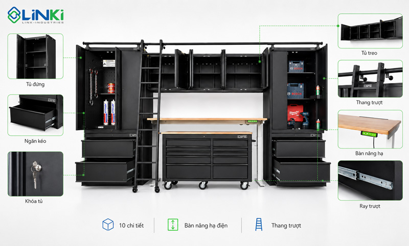 Bộ tủ đựng đồ nghề CSPS chính hãng, BH 4 năm