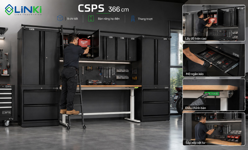 Bộ tủ đựng đồ nghề CSPS chính hãng, BH 4 năm