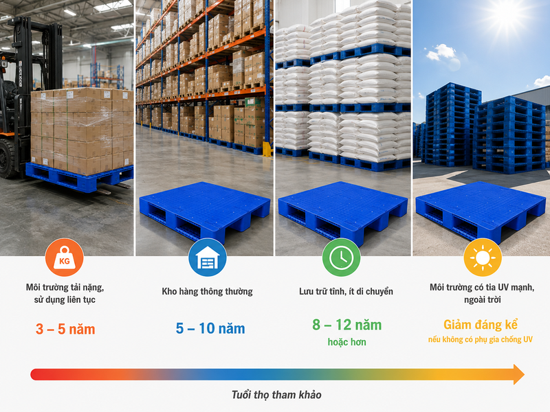 Tuổi thọ pallet nhựa và các yếu tố ảnh hưởng đến độ bền