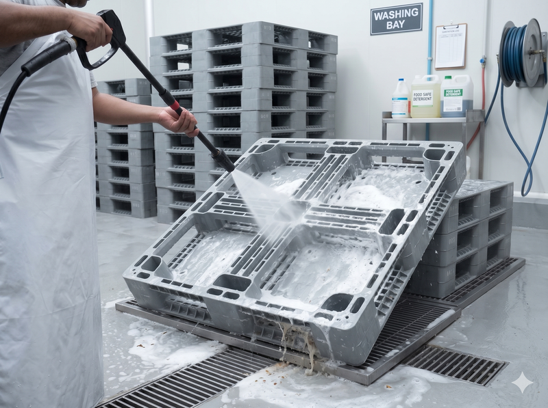 Quy trình vệ sinh pallet nhựa trong môi trường thực phẩm