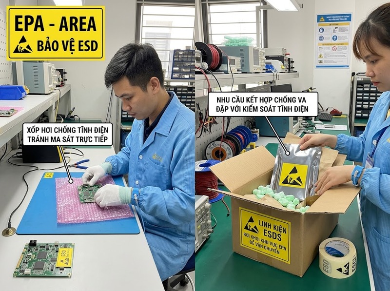 Trường hợp cần xốp hơi chống tĩnh điện cho linh kiện điện tử