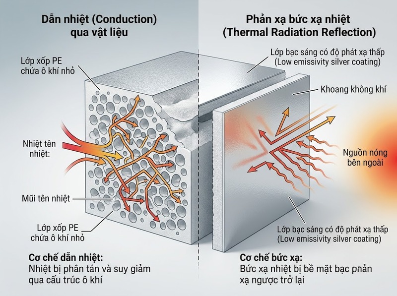 Cách xốp PE tráng bạc hỗ trợ cách nhiệt