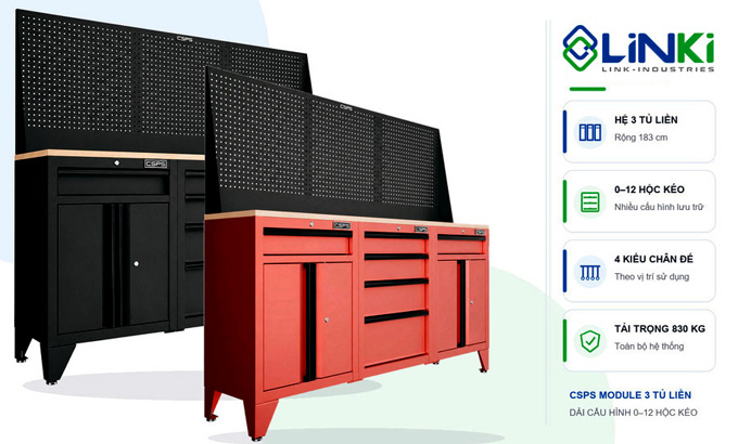 Tủ đồ nghề CSPS module 3 tủ liền