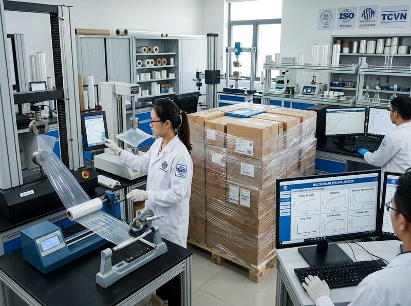 Màng PE quấn hàng được kiểm tra theo tiêu chuẩn nào?
