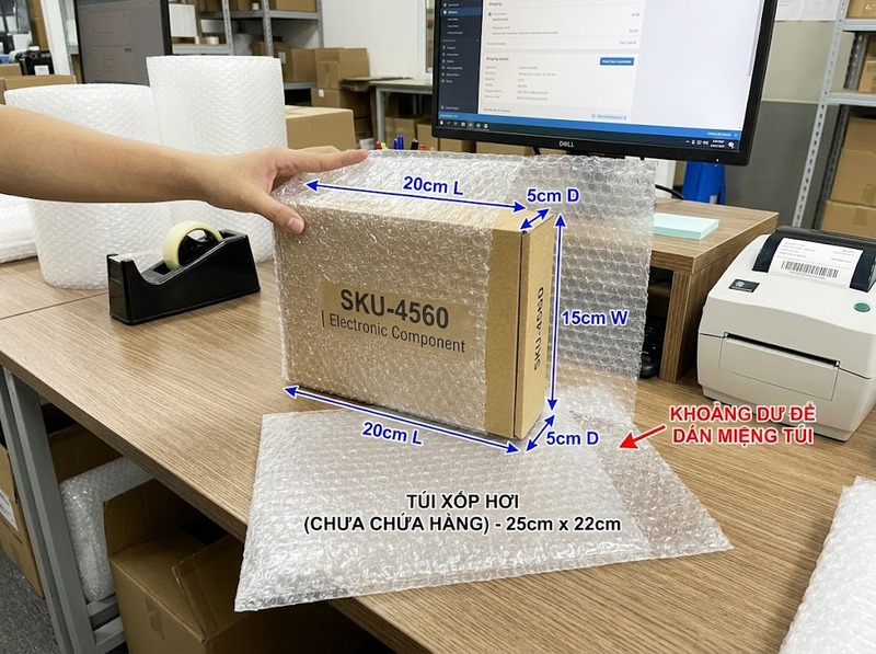 Cách chọn kích thước túi xốp hơi theo sản phẩm