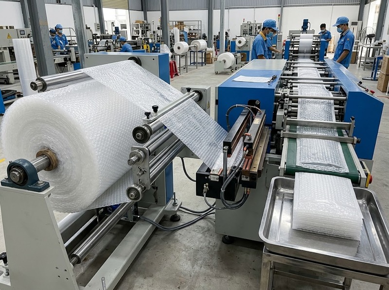Túi xốp hơi được sản xuất từ màng bóng khí thế nào?