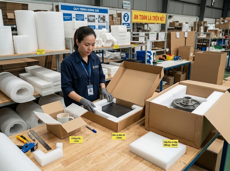 Cách chọn độ dày PE Foam theo loại hàng